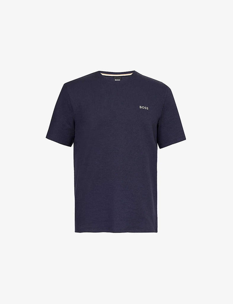 Hugo Boss Mens Dark Blue Relaxed-fit Cotton-blend Stretch-jersey T-shirt S